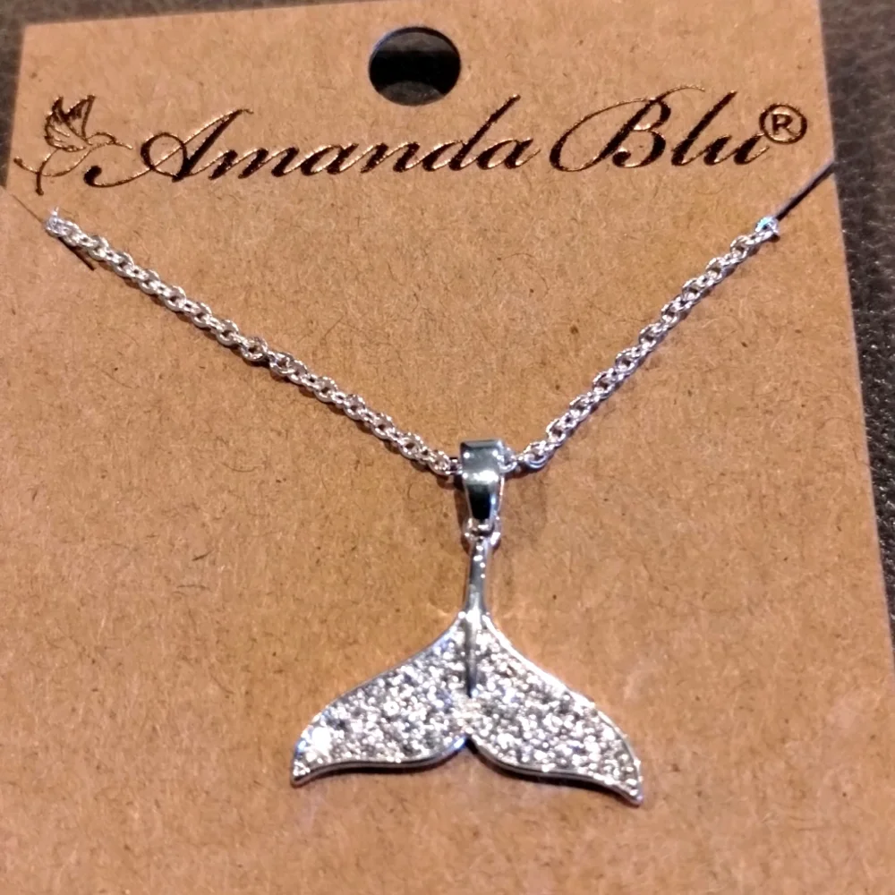 Cubic Zirconia Silver Necklace  Whale Tail Necklace Amanda Blu NWT - Picture 6 of 9